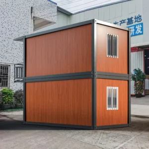 Safe corridor and entrance of a 2-tier container hostel.