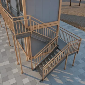 Stacking process of double-storey container units.