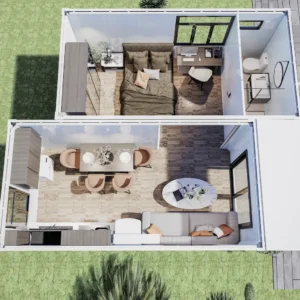 Minimalistiskt modulhus.