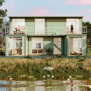 現代雙層 U 型模組化集裝箱別墅