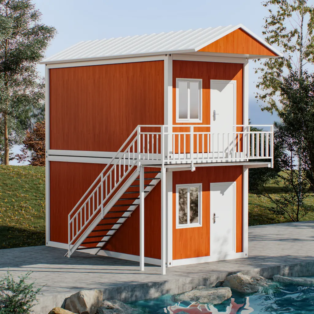 2-storey pitch roof container house.