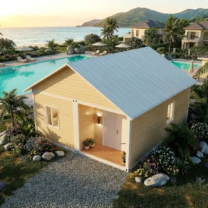 Site assembly and night view.