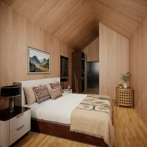 container home with large glass sliding doors