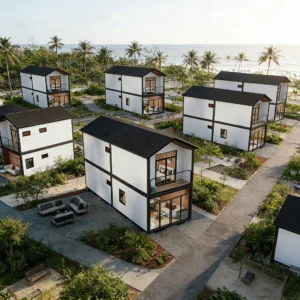 فيلا معيارية بسقف جمالوني حديث.