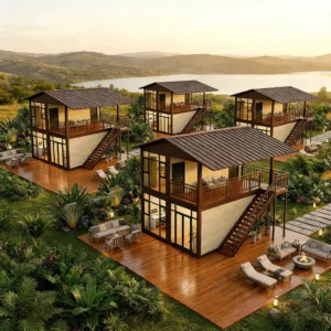 Modulardwell zeecontainerhuizen met watertanks