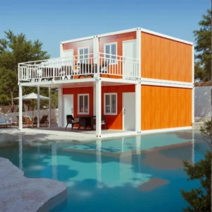 Double-storey container house with spacious front veranda.