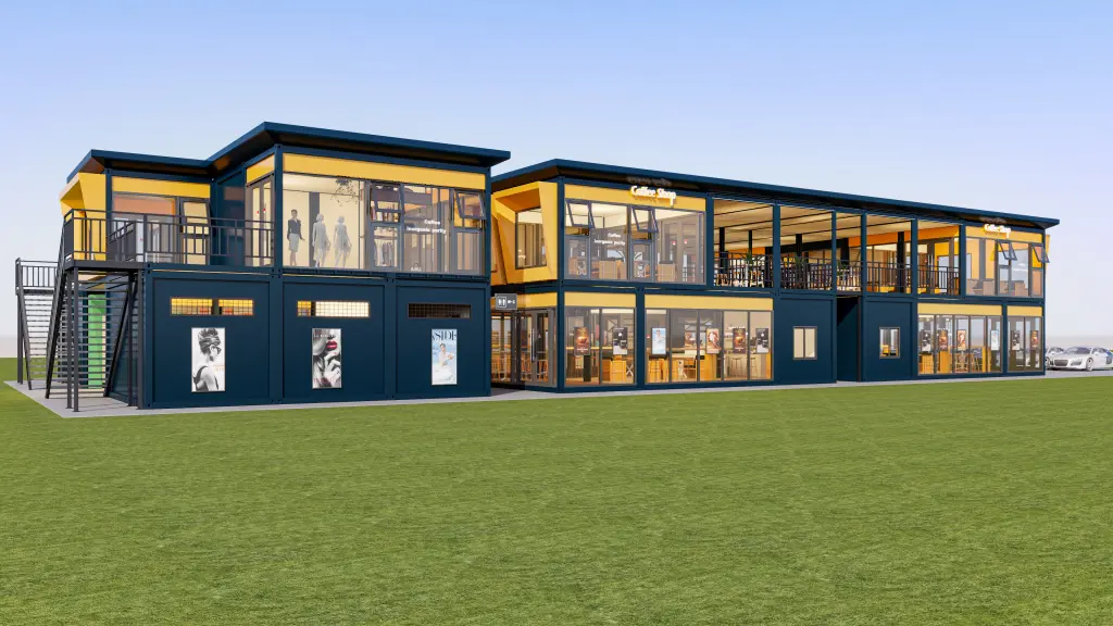 prefabricated modular shopping complex two floor design